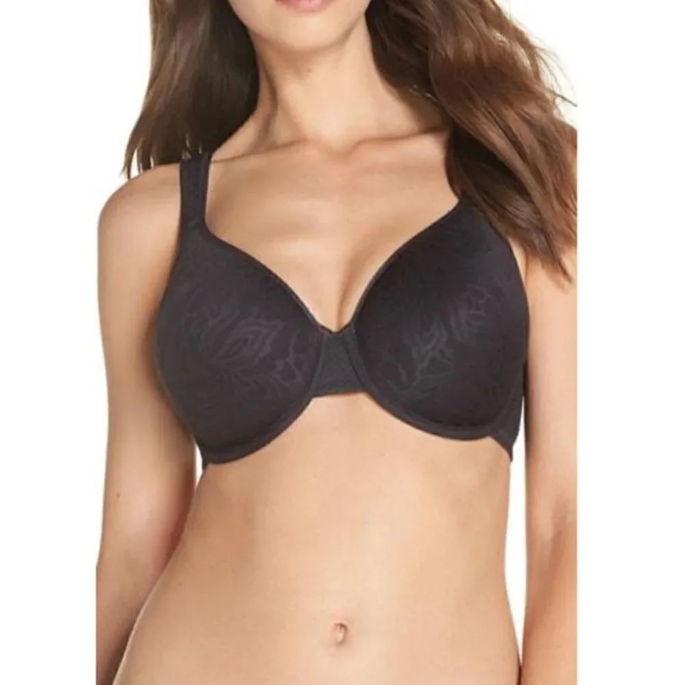 NEW Wacoal Black Floral The Breast Cancer Awareness Contour T-Shirt Bra 36D